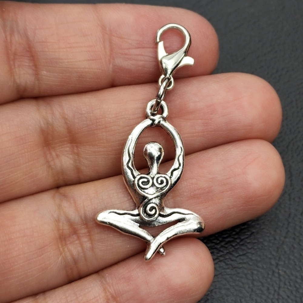 Yoga Goddess charms clip on charms planner zipper pull bracelet silver wicca …